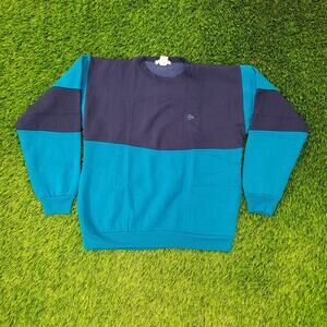 Vintage 90s Dunlop Sweatshirt Womens Medium 19x22 Blue Colorblock